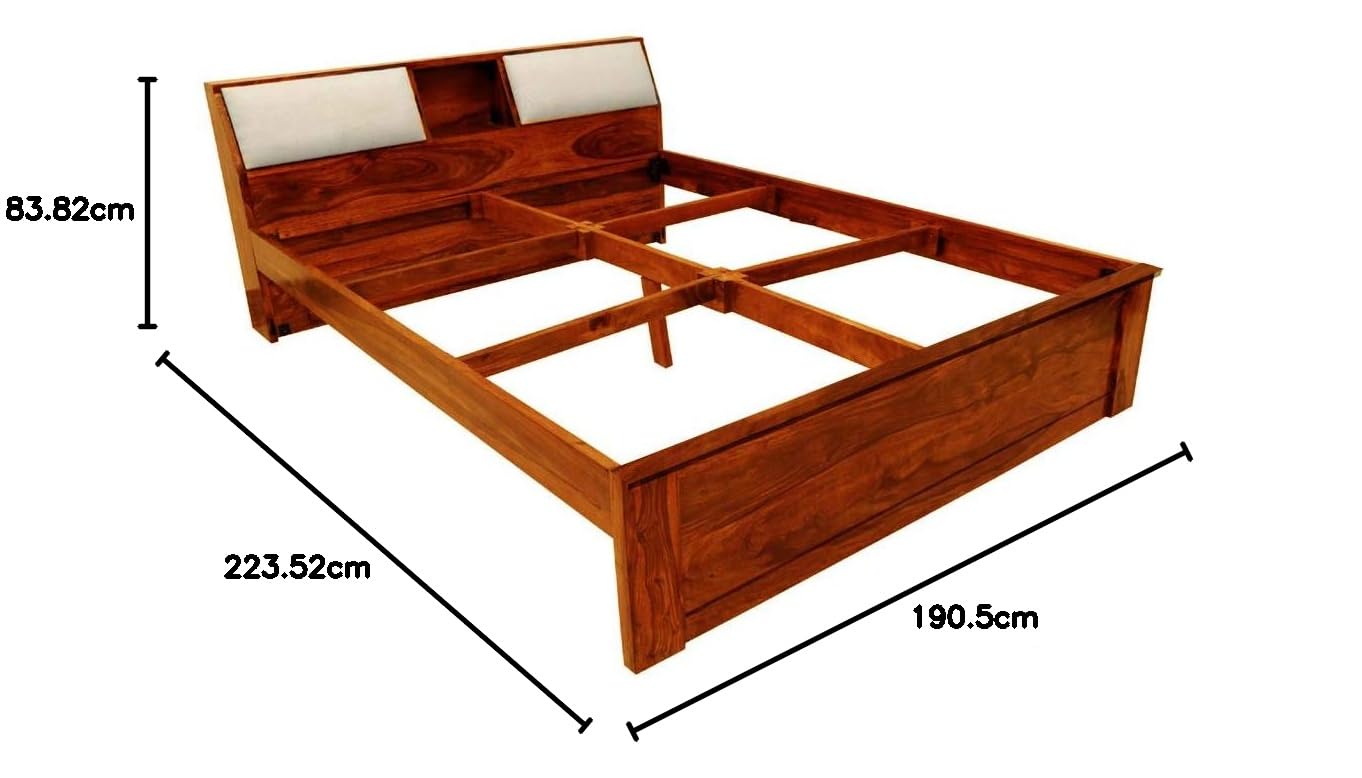 APRODZ Sheesham Wood Allure Bed with Storage (King Size, Honey Finish)