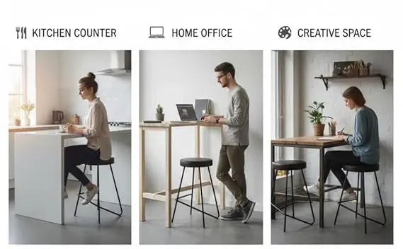 Bar Stool Set of 2 for Home bar, Counter Stool Chair Modern, Shop Industrial Stool with footrest, Black 