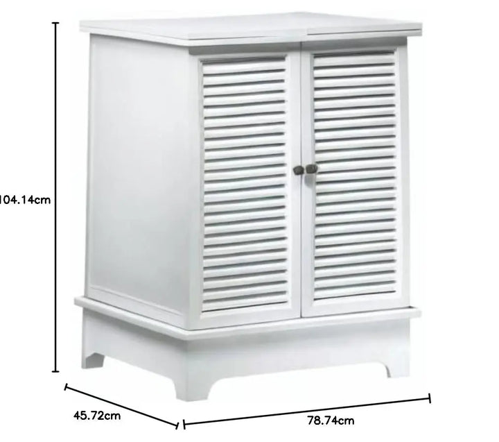 Translation missing: en.Mango Wood Downer White Bar Cabinet with Wine Glass Storage for Living Room, Standard 