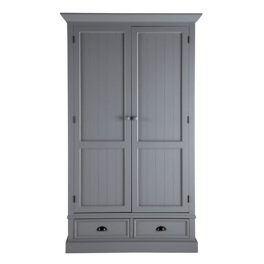 Aprodz Mango Wood Multipurpose Storage Warsaw Wardrobe for Living Room | 2-Door and 2 Drawer Almirah | Grey