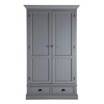 Aprodz Mango Wood Multipurpose Storage Warsaw Wardrobe for Living Room | 2-Door and 2 Drawer Almirah | Grey