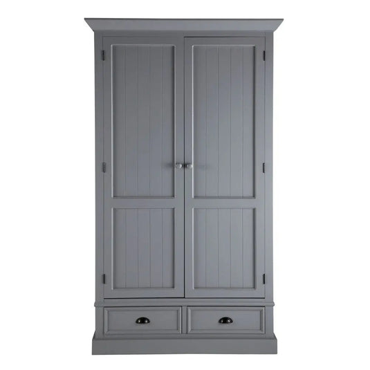 Translation missing: en.Aprodz Mango Wood Multipurpose Storage Warsaw Wardrobe for Living Room | 2-Door and 2 Drawer Almirah | Grey
