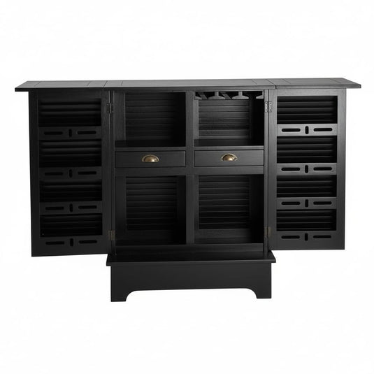 Translation missing: en.Mango Wood Downer White Bar Cabinet with Wine Glass Storage for Living Room, Standard 