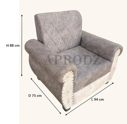 Sofa | Wood Frame Suede Fabric 40D Foam Cushion | Comfortable, Durable, Stylish & Modern for Living Room Furniture | Compact Design Lounge Seat Relaxation (Light Grey + Beige) 