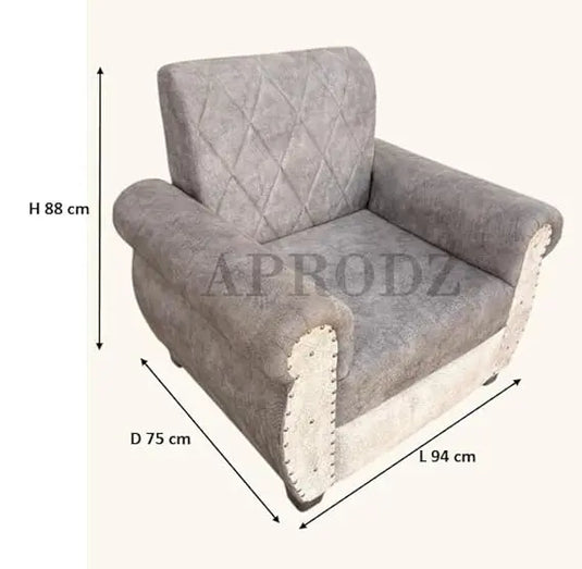 Translation missing: en.Sofa | Wood Frame Suede Fabric 40D Foam Cushion | Comfortable, Durable, Stylish &amp; Modern for Living Room Furniture | Compact Design Lounge Seat Relaxation (Light Grey + Beige) 