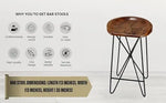 Bar Stool for Home bar, Counter Stool Chair Modern, Shop Industrial Stool with footrest, Black Metal and Wood, Set of 2 