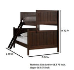 Solid Wood Erich Bunk Bed for Bedroom | Brown Finish 