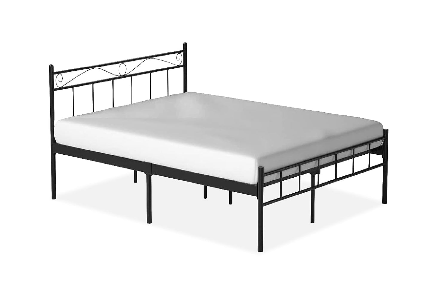 APRODZ Queen Size Bed for Bedroom Metal Bed in Black Color