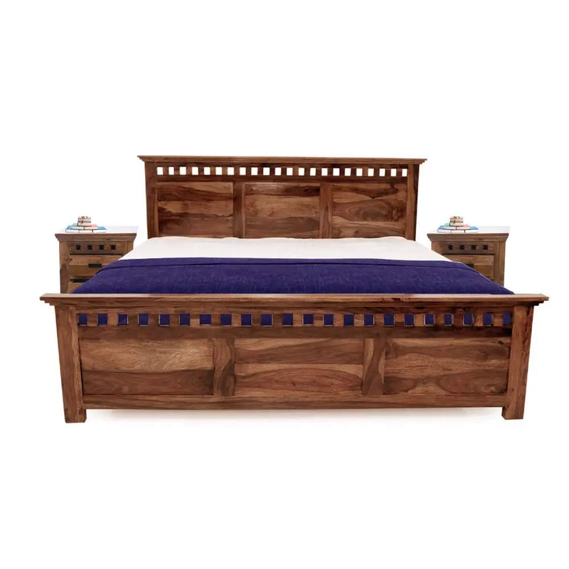 Sheesham Wood Merritt Bed with Side Storage 
