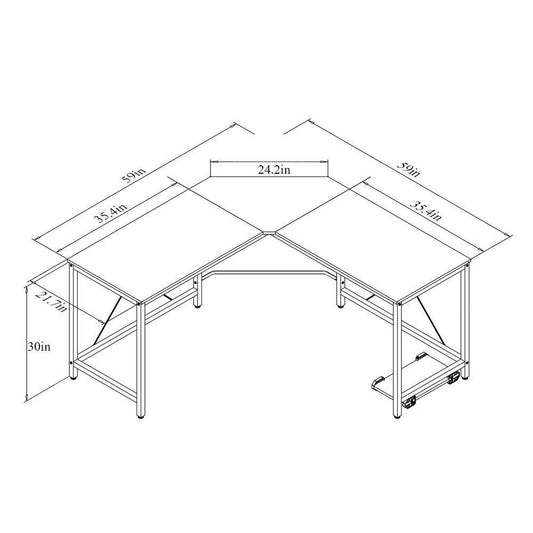 Aprodz Duane 59 x 59 inches Large L-Shaped Desk Computer Desk L Desk Office Desk Workstation Desk, Oak