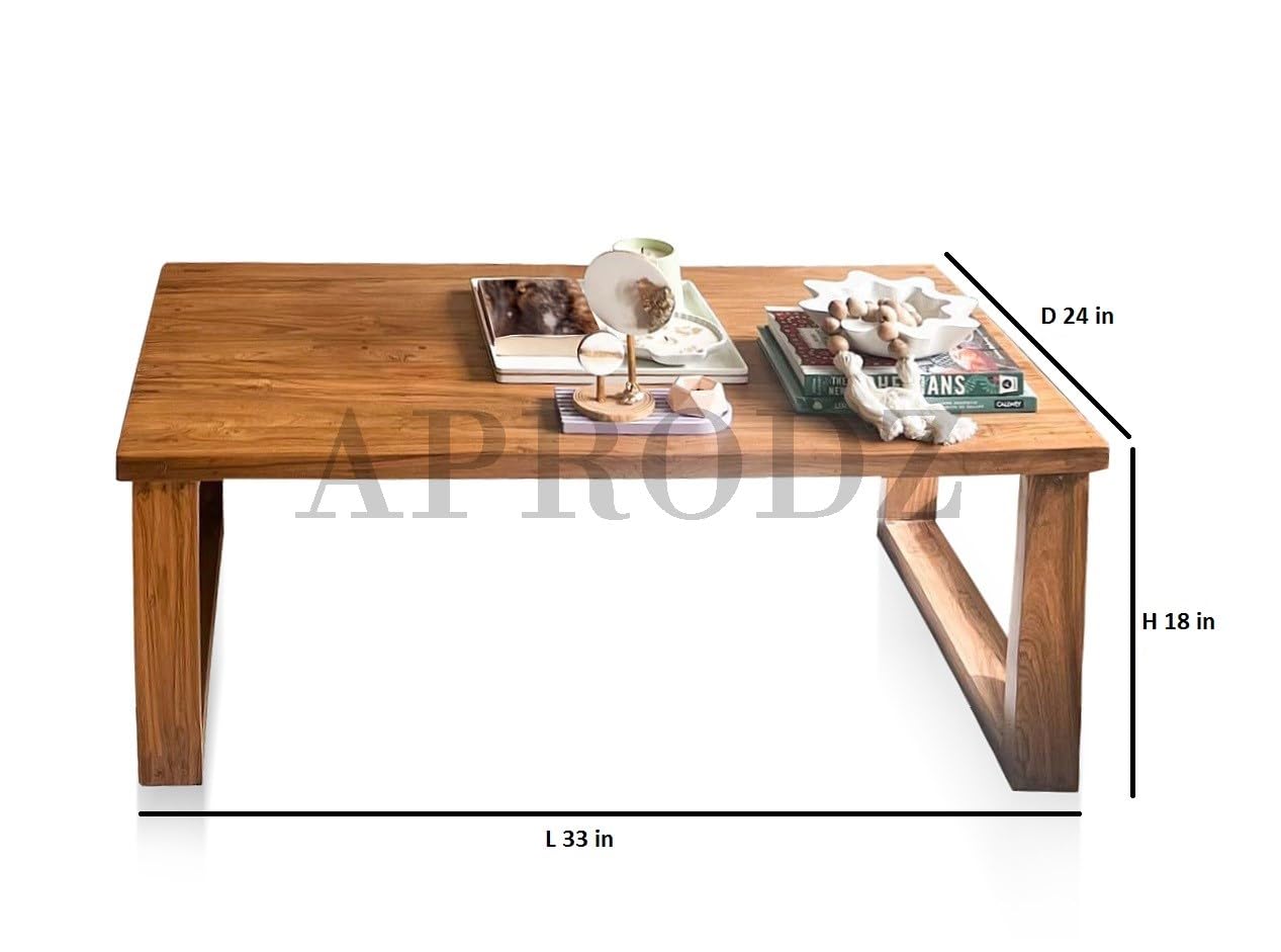 Premium Solid Wood Coffee Table for Living Room, Diamond Shape Pattern, Rustic Accent Furniture for Home and Office