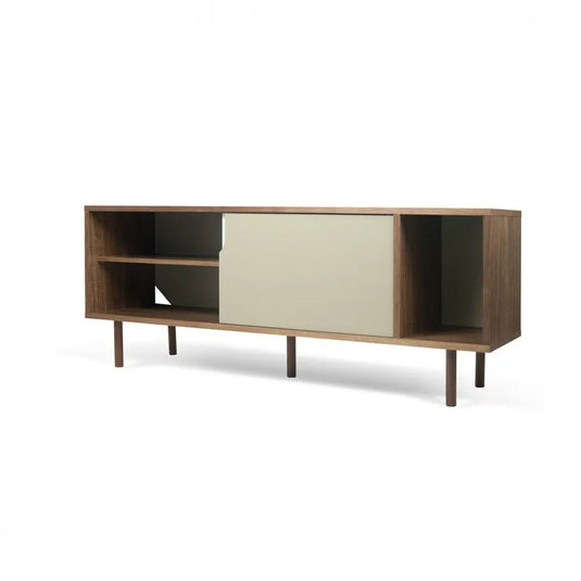 Translation missing: en.APRODZ Solid Wood Clearcut Storage Side Board Unit for Living Room | Walnut Matte Grey White Finish