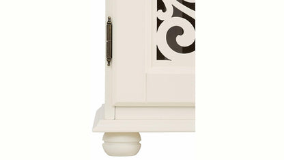 Mango Wood Dolega One Door and One Darwer Bedside Storage Table for Living Room | White Finish