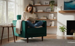 MidCen Wooden 3 Seater Sofa Set with High-Density Comfortable Foam for Home & Living Room (Upholstered- Dark Green Velvet Fabric) 