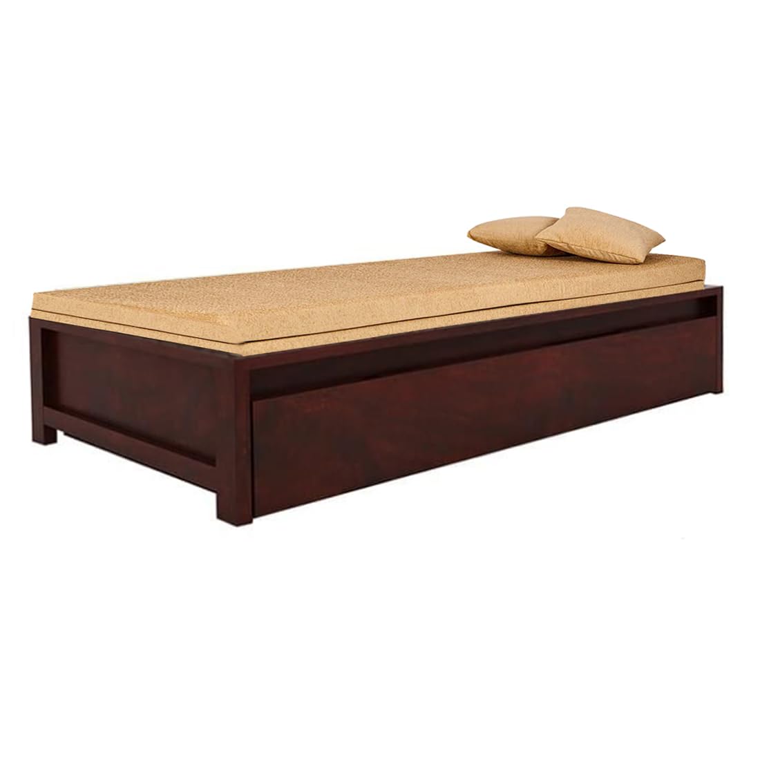 APRODZ Sheesham Wood Hosia Bed for Bedroom Living Room Divan with Storage- Mahogany Finish