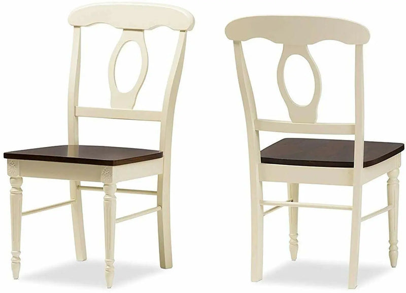 Solid Wood Pensac 4 Seater Dining Table Set for Home | Dining Furniture | Brown & White Finish 
