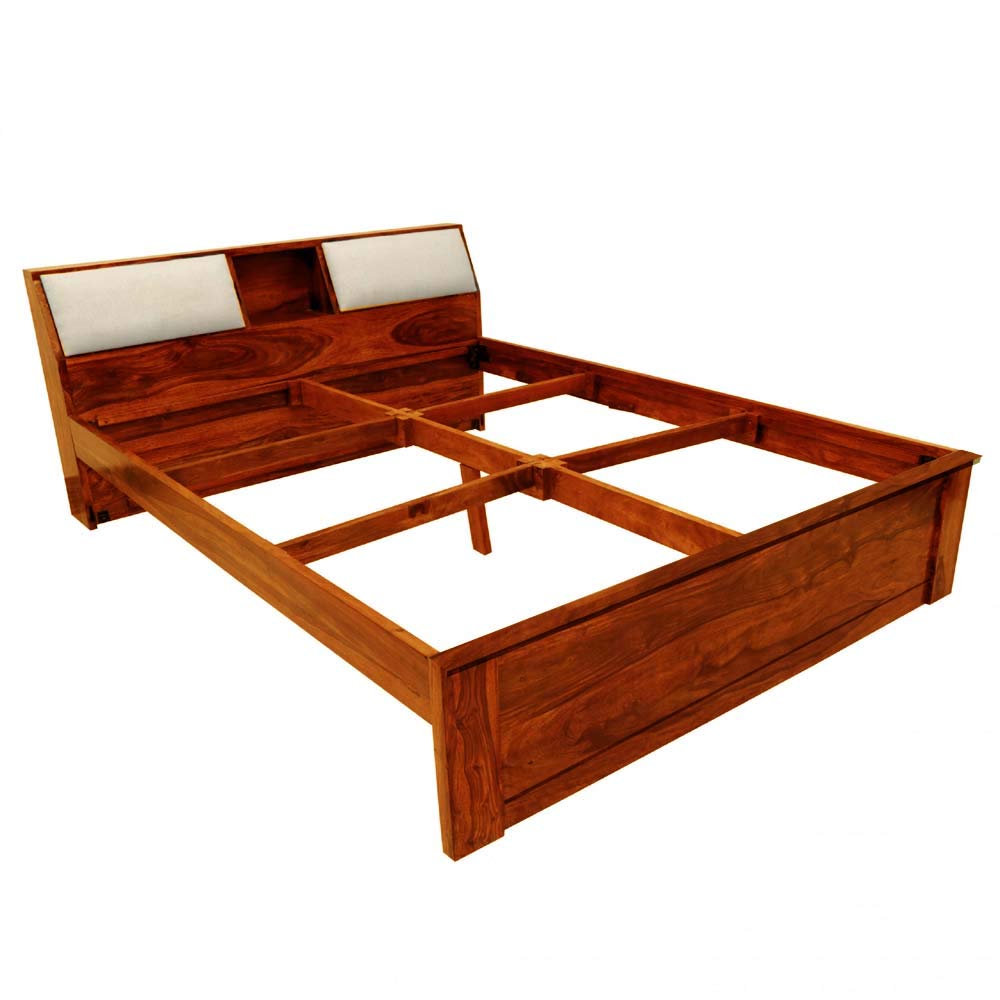 APRODZ Sheesham Wood Allure Bed with Storage (King Size, Honey Finish)