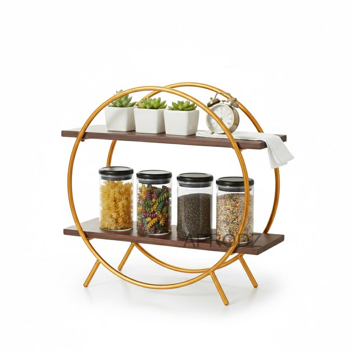 Translation missing: en.Multipurpose Kitchen Storage Rack – Metal &amp; Wooden Masala Shelf 