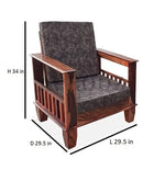 Kitarp Sheesham Wood Single Seater Sofa for Living Room with Seat & Back Cushion (Suede Upholestry) 