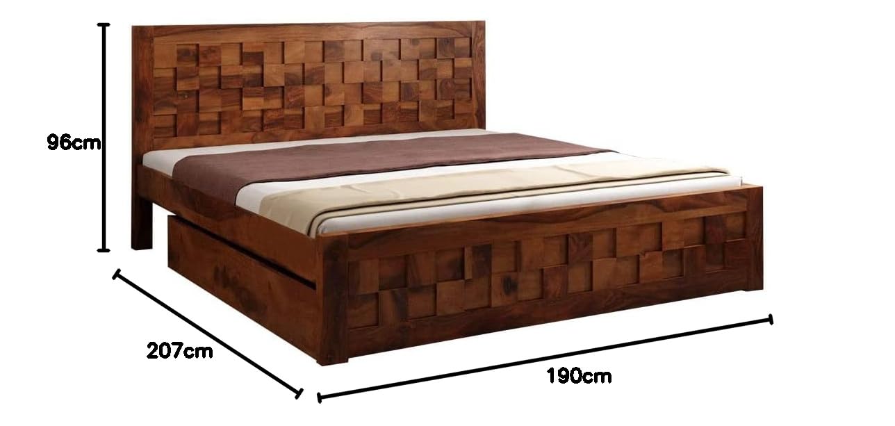 APRODZ Sheesham Wood Storage Queen Size Belem Bed for Bedroom Stylish | Mahogany Finish