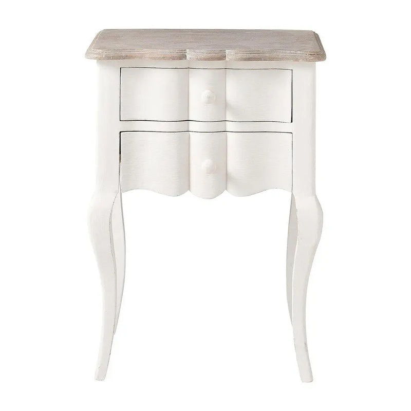 Mango Wood Cavite One Drawer Selves Bedside Storage Table for Bedroom | White Finish 