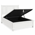 White Hydraulic Storage Bed with Panel Headboard & Footboard – Elegant Lift-Up Storage Bed Frame 