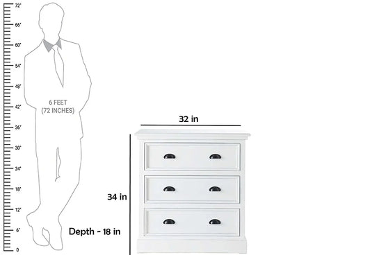 Translation missing: en.APRODZ Mango Wood Marceio Chest of 3 Drawers Storage Cabinet for Living Room | Wooden Sideboard | Kimberly Finish
