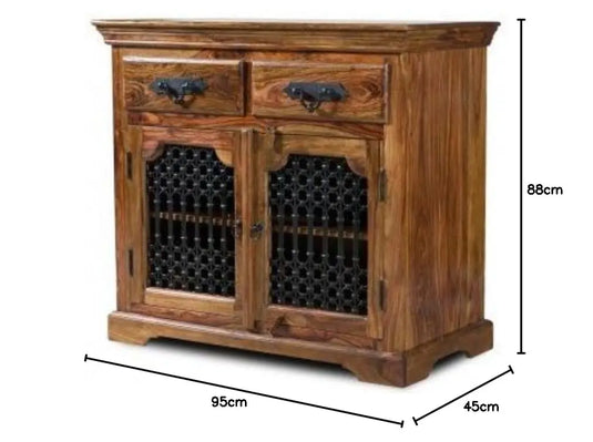 Translation missing: en.APRODZ Sheesham Wood Michigan Sideboard Storage Cabinet for Living Room | Wooden Cabinet for Kitchen | Brown Finish