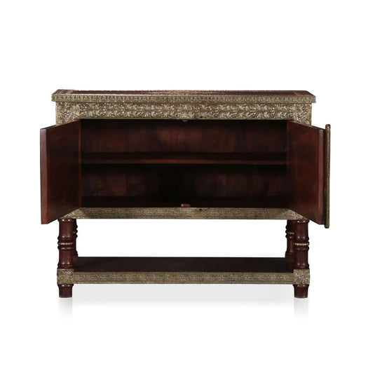 Translation missing: en.Wooden Brass Fitted Storage Cabinet with Open Self Storage (Multicolor) 