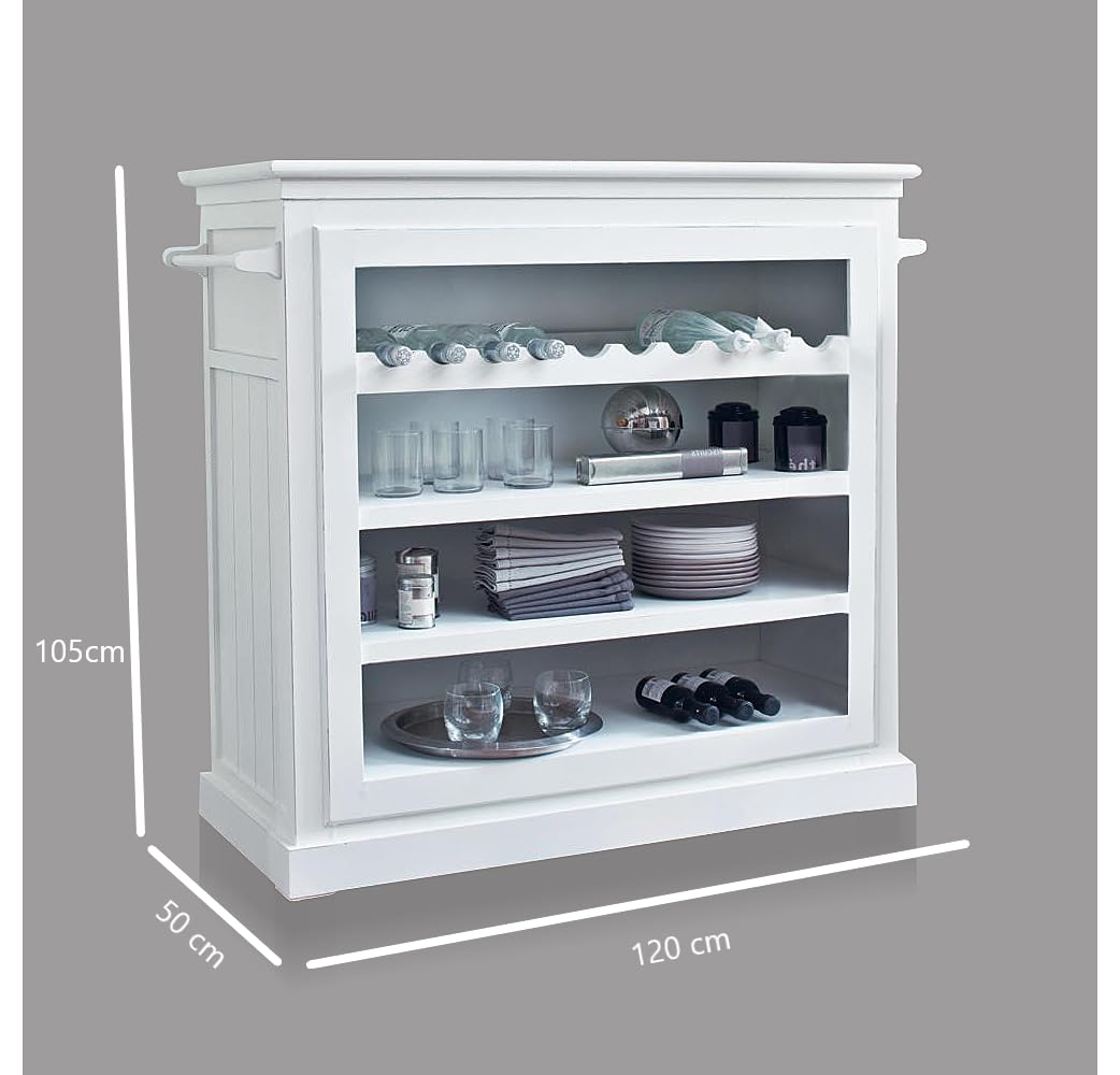 Mango Wood Peetz Royal Stylish Bar Cabinet with Wine Glass Storage for Living Room | Chestnut Finish 