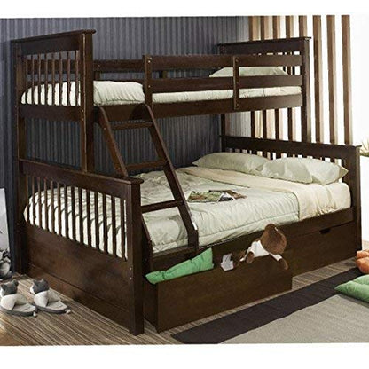 Sheesham Wood Fragho Bunk Bed – Sturdy Wooden Bunk Bed with Spacious Storage for Kids’ Room, Bedroom & Guest Room (Brown Finish)