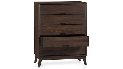 APRODZ Mango Wood Storage Cabinet Cruz Chest of 5 Drawers Furniture for Living Room | Brown