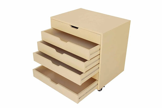 Translation missing: en.APRODZ Mango Wood Sideboard Storage Dresser Cabinet Bhesar Chest of 6 Drawer On Castors for Living Room | Cream