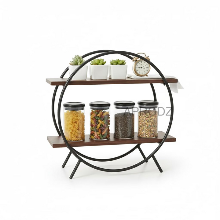 Translation missing: en.Multipurpose Kitchen Storage Rack – Metal &amp; Wooden Masala Shelf 
