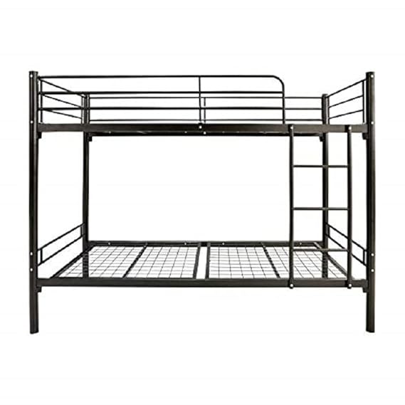 Rylan Single Size Metal Kids Bunk Bed Without Storage Single Bed Furniture for Bedroom Living Room Home (Mild Steel - Black Powdercoated) 