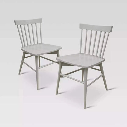 Solid Mango Wood Grey Dining Chairs for Living Room | Set of 2 Wooden Chair 