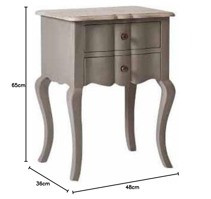 Mango Wood Tinto Stylish Bedside Table for Bedroom Living Room with 2 Drawer End Table 