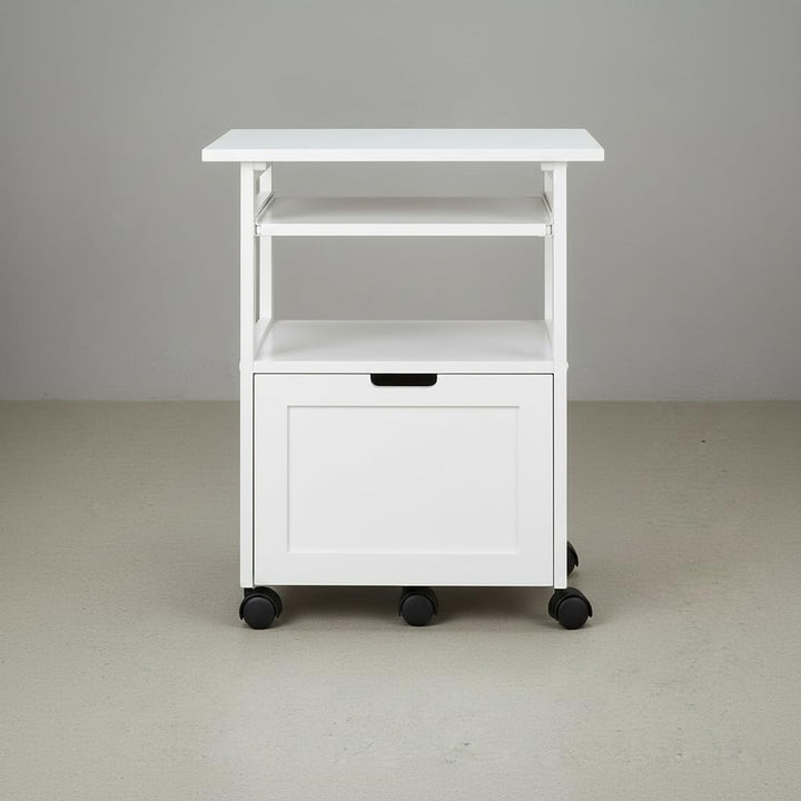 Translation missing: en.APRODZ Pipro Acacia Wood Multipurpose Office Table and Kitchen Trolley Cart with Storage Cabinet Rolling Utility Table for Home, Office, Kitchen and Dining Room 