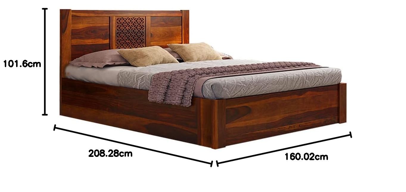 APRODZ Sheesham Wood Durque Hydraulic Bed- Queen Size