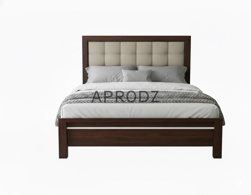 Modern Upholstered Platform Bed Frame with Tufted Headboard, Sturdy Wooden Slat Support, Noise-Free Design, Premium Fabric, Bedroom Furniture - Dark Brown 