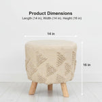 Printed Ottoman Stool Upholstered Foam Cushioned Pouffes for Living Room | Puffy Muddha Stool for Footrest & Sitting, Velvet Pouf Stool, Furniture for Home Decor, Office Set of 2 (Cream) 