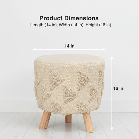 Translation missing: en.Printed Ottoman Stool Upholstered Foam Cushioned Pouffes for Living Room | Puffy Muddha Stool for Footrest &amp; Sitting, Velvet Pouf Stool, Furniture for Home Decor, Office Set of 2 (Cream) 