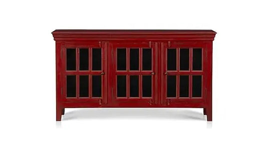 Translation missing: en.Mango Wood Entertainment 3 Door TV Stand Cabinet – Red Finish Living Room TV Unit 