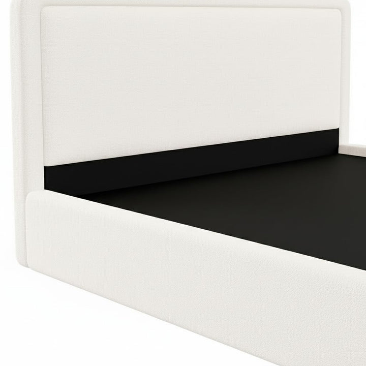 Translation missing: en.Boucle Bed Frame With Storage, Upholstered Headboard, Metal Bed Frame With Headboard, Hydraulic Storage System, No Box Spring Required, Beige 