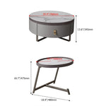 Modern 2-Piece Nesting 2 Drawer Coffee Table Set with Rotating Faux Marble Top, Flip-Top Storage, Grey and Gold Metal Legs  Coffee Table