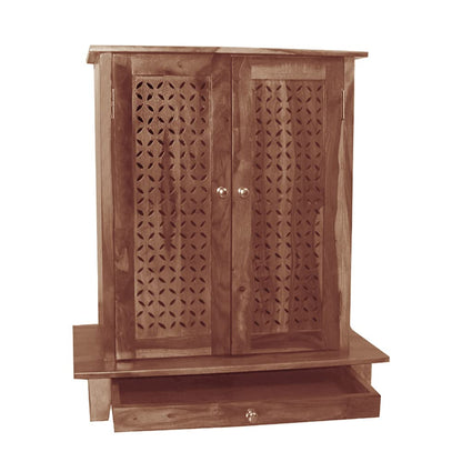 APRODZ Solid Wood Mandir/Prayer Cabinet-Natural