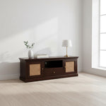 Sheesham Wood and Cane Tv Unit Cabinet | Two Door 