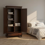 Mango Wood Wardrobe for Bedroom 2-Door Modular Wooden Almirah for Storage/Space Saving with 1-Drawer/Storage Organizer Rack Clothes Cupboard for Bedroom 