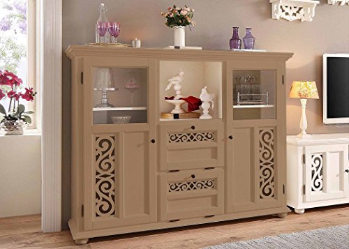 APRODZ Soild Wood Fora Sideboard Storage Cabinet for Living Room | White Finish