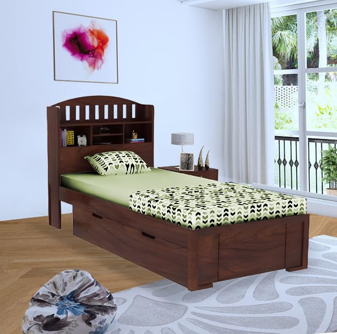 Sheesham Wood Santiago Storage Single Bed for Bedroom Stylish 